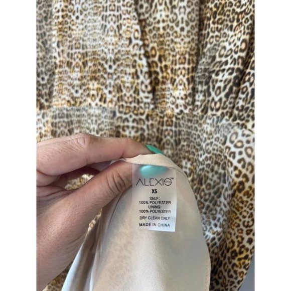 Alexis Dula Animal Print Lined Blouson Mini Dress Women's Brown Size: XS NWOT - Picture 6 of 8